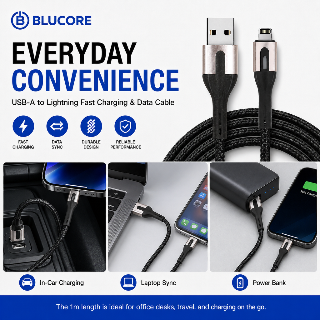 USB-A to Lightning Fast Charging & Data Cable - Wholesale Box of 50
