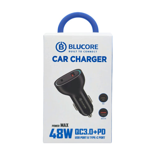 Blucore 48W Dual-Port Car Charger PD 30W + QC 18W - Wholesale Box of 50