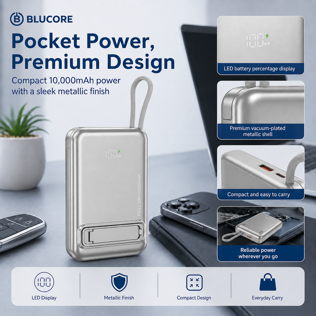 Blucore Multipurpose MagSafe Power Bank 10000mAh PD 22.5W - Wholesale Box of 50