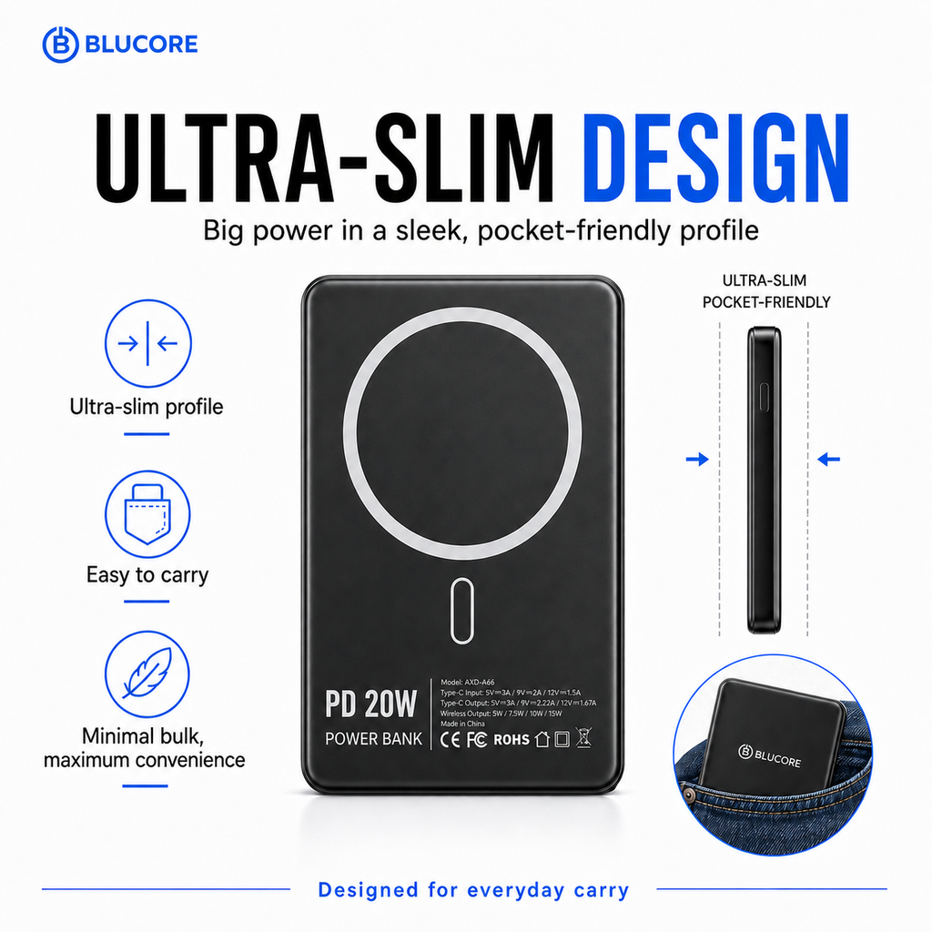 Blucore MagSafe Wireless Power Bank 5000mAh - Wholesale Box of 50 Units