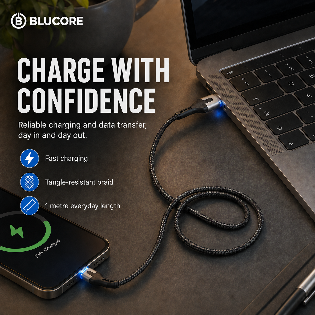 USB-A to Lightning Fast Charging & Data Cable - Wholesale Box of 50