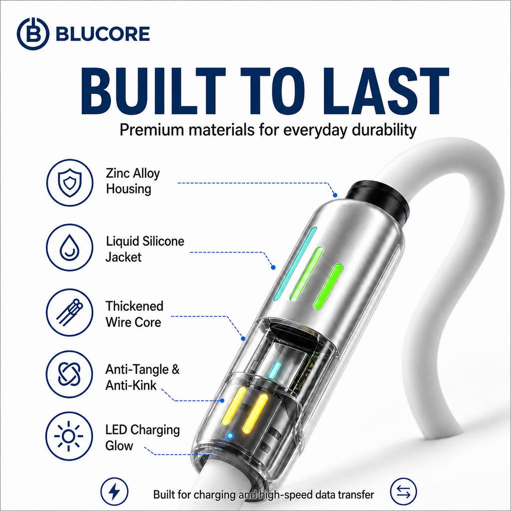 Blucore 4-in-1 Multi Function Charging Cable - Wholesale Box of 50