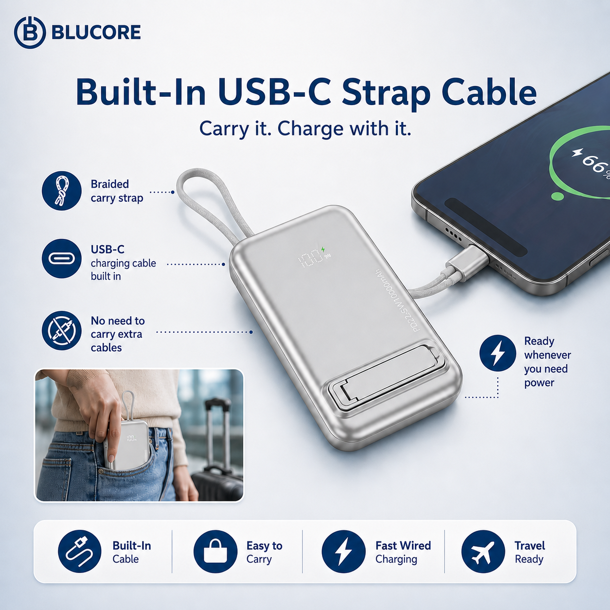 Blucore Multipurpose MagSafe Power Bank 10000mAh PD 22.5W - Wholesale Box of 50