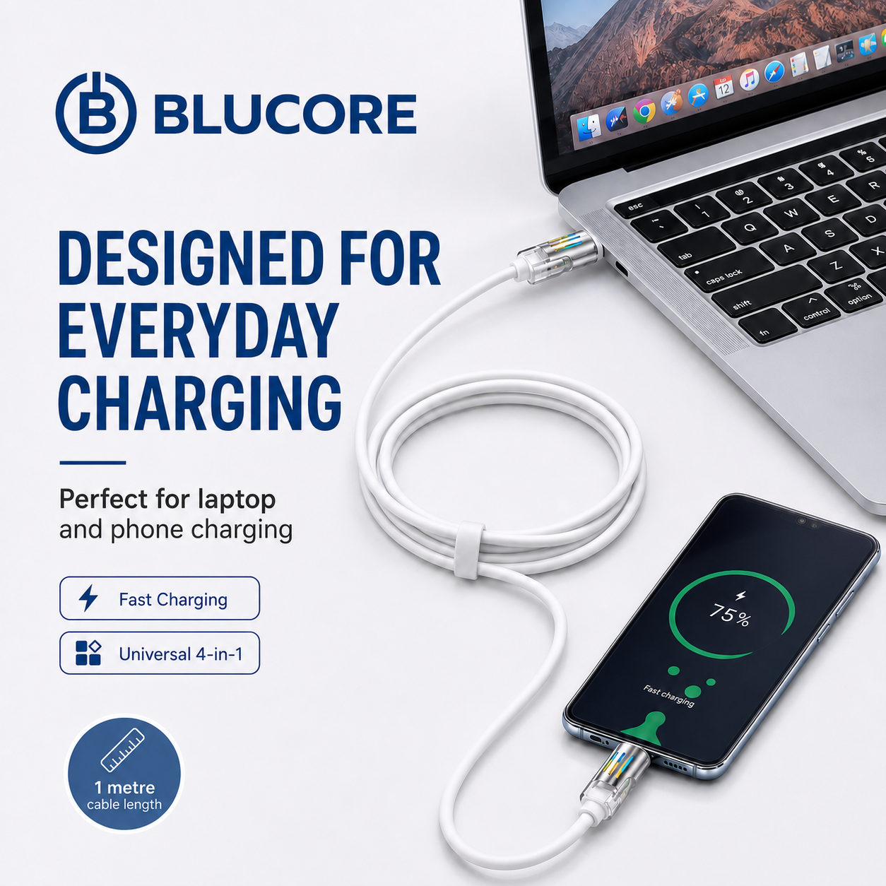 Blucore 4-in-1 Multi Function Charging Cable - Wholesale Box of 50